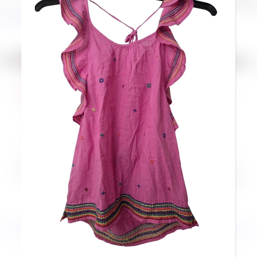 NWT Banjara Chateau Rose Pink Embroidered Sleeveless Halter Top Sz M